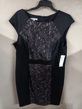 London Style Collection Woman NWT Black Lace Dress Size 14 W Retail $80